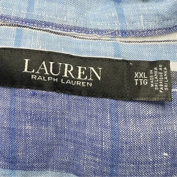 LAUREN RALPH LAUREN Floral & Plaid Linen Shirt size XXL great condition - Picture 5 of 7